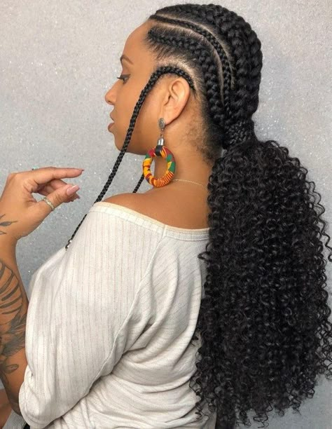 Two Cornrow Braids With Weave, Braided Low Ponytail Hairstyles, Braiding Cornrows, Two Goddess Braids, Goddess Braids Updo, Goddess Braid Styles, Braids Cornrows, Weave Ponytail Hairstyles, Weave Ponytail