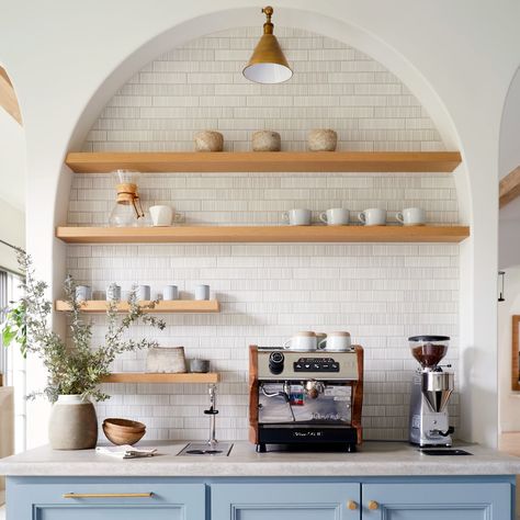 Coffee Bar Inspiration, Small Kitchen Island Ideas, Italy Kitchen, Bar Inspiration, Console Table Decorating, Ann Sacks, Coffee Nook, Make Coffee, Coffee Bar Home