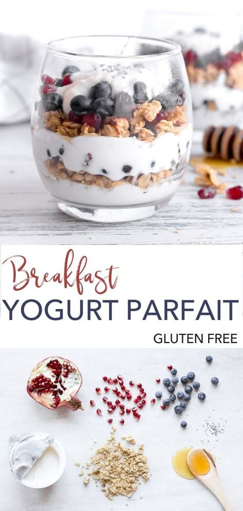 Easy Gluten Free Breakfast, Parfait Yogurt, Breakfast Yogurt Parfait, Breakfast Yogurt, Glutenfree Recipe, Gluten Free Breakfast, Yogurt Breakfast, Healthy Yogurt, Gluten Free Recipes For Breakfast