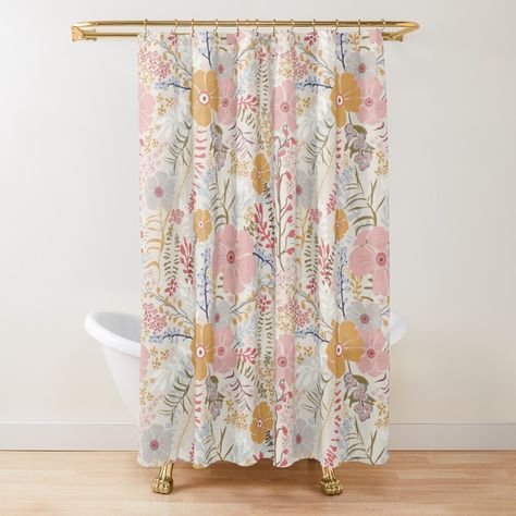 Teen Girl Bathroom Ideas, Girl Bathroom Ideas, Teen Girl Bathroom, Urban Outfitters Bathroom, Pink Bathroom Ideas, House Room Design, Pink Shower Curtain, Floral Bathroom Decor, Bathroom Ideas Light