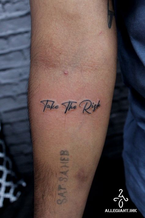 Take the risk (motivational quotes) Take The Risk Tattoo, Risk Rich Tattoo, No Risk No Reward Tattoo, Risk Tattoo, Risk Taker Tattoo, Gemini Meaning, Script Tattoo, Take The Risk, Risk Taker