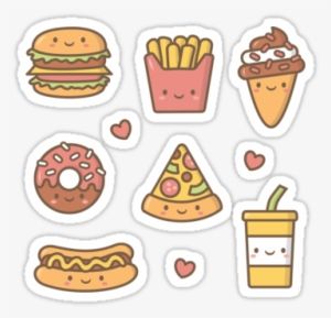 Junk Food Doodles, Doodles Food, Free Printable Sticker, Doodles Kawaii, Makeup Kawaii, Food Junk, Doodles Stickers, Food Kawaii, Food Doodles