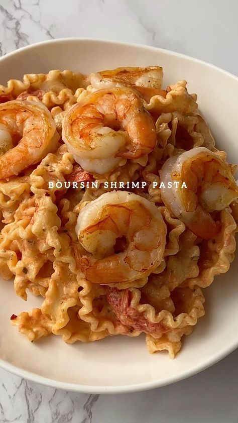 Boursin Pasta, Pasta With Shrimp, Pasta Water, Boursin Cheese, Shrimp Pasta, Crushed Red Pepper, Garlic Herb, Easy Pasta Recipes, Pink Salt