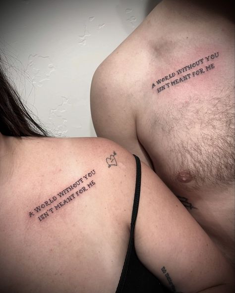 Cutest couple tattoo for the cutest couple 💕 #pocatellotattooartist #couplestattoo #twinfallstattoo #meaningfultattoo #tattoooftheweek #daintytattoo #smalltat #singleneedletattooing #pocatellotattoo #daintytattoos #scriptattoos #rexburgtattoo #meaningfultattoos #tattoogoals #idahofallstattoo #wordtattoo #finelineartist #sternumpiece #idahosmallbusiness #letteringtattoos #idahofinelinetattooartist #singleneedletattoos #idahofinelinetattoos #couplestattoos #localtattooartist #finelinetattoos #... Couples Quote Tattoos, Polar Opposite Tattoos, Platonic Soulmate Tattoo, Soulmate Tattoo Ideas Couple Tat, Soulmate Tattoo, Couple Tat, Cute Couple Tattoos, Single Needle Tattoo, Small Tats