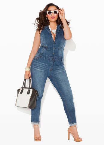 Jumpsuit Fashion Plus Size Denim Jumpsuit, Denim Jumpsuit Outfit, Jean Jumper, Unique Womens Fashion, Jumpsuit Blue, Plus Size Denim, Denim Wear, Mode Boho, Jumpsuit Outfit