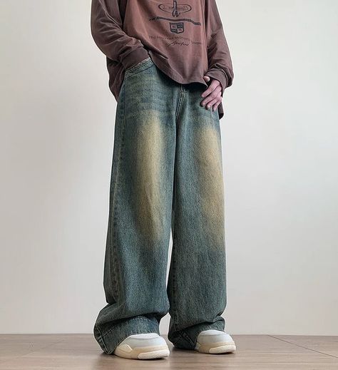 New drop just landed! 🚀 Say hello to our street wear Y2K washed baggy jeans, the perfect blend of style and comfort for both men and women. Want to know how to style these long baggy jeans? Check out the video! Pair them with a graphic tee and fresh kicks for a casual vibe, or dress them up with a sleek jacket. Perfect for any occasion, these jeans are your new wardrobe staple. Grab yours today and elevate your streetwear game! 🔥👖 #StreetwearFashion #BaggyJeans #UnisexStyle #FashionForward .. Streetwear Fashion Casual, Baggy Straight Jeans, Men Jeans Loose, Streetwear Mode, Oversized Streetwear, Jean Vintage, Acid Wash Jeans, Body Reference, Reference Poses