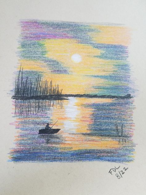 Color Pencil Art Inspiration, Simple Color Drawings, Free Sketch Drawings, Colored Pencil Sketches Easy, Colored Pencil Ideas Easy, Cool Crayon Drawings, Crayon Aesthetic Drawing, Pencil Crayon Drawing Easy, Colored Pencil Drawing Ideas Easy