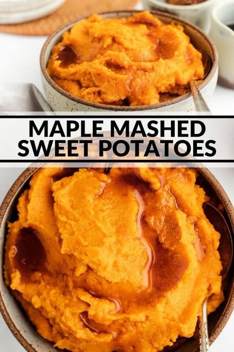 Mashed Maple Sweet Potatoes, Mashed Sweet Potatoes With Maple Syrup, Sweet Potato With Maple Syrup, Maple Syrup Sweet Potato Casserole, Sweet Potato Recipes With Maple Syrup, Cinnamon Maple Syrup Recipe, Sweet Potato Casserole Maple Syrup, Sweet Potato Maple Syrup, Maple Syrup Sweet Potatoes