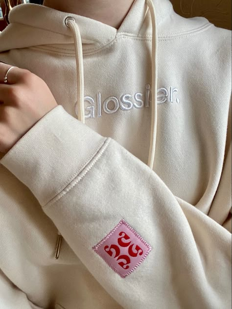 Glossier Hoodie, Glossier Sweatshirt, Cream Hoodie, Hoodie Aesthetic, Trendy Hoodies, Cute Shirt Designs, Dream Gift, Cute Preppy Outfits, Cute Simple Outfits