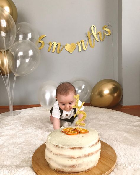 Birthday Room Surprise, 6 Month Baby Picture Ideas Boy, Happy Half Birthday, Half Birthday Baby, Baby Collage, Half Birthday Cakes, 6 Month Baby Picture Ideas, Baby Boy Pictures, Baby Life Hacks