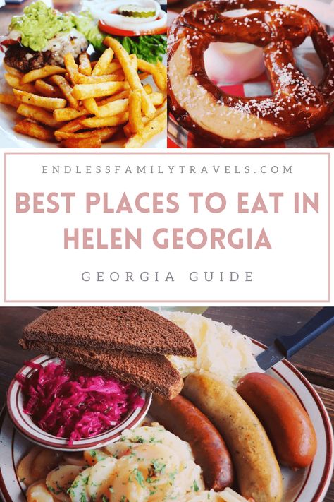 If you're visiting this mountain town for Oktoberfest, or any time of year, you've got to visit these best places to eat in Helen GA. #Helen #Georgia #Foodie Octoberfest Helen Ga, Helen Georgia Oktoberfest, Georgia Recipes, Murphy Nc, Atlanta Travel, Specialty Sandwiches, Southern Usa, Helen Georgia, Helen Ga