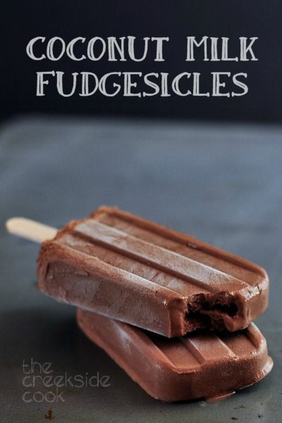 Creamy, chocolately & good for you too: Coconut Milk Fudgesicles are the perfect summer treat! | The Creekside Cook Granitas, Cold Treats, Popsicle Recipes, On A Stick, Paleo Dessert, Homemade Ice, Cannoli, Summer Treats, Homemade Ice Cream