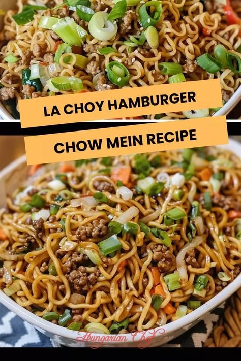 La Choy Hamburger Chow Mein Recipe – Hungarian Chef Mock Chow Mein Ground Beef, La Choy Recipes, Chow Mein Casserole Hamburger, La Choy Chow Mein Noodles Recipes, Hamburger Chow Mein Recipe, Hamburger Chow Mein, Noddle Recipes, Beef Chow Mein, Meatball Dishes