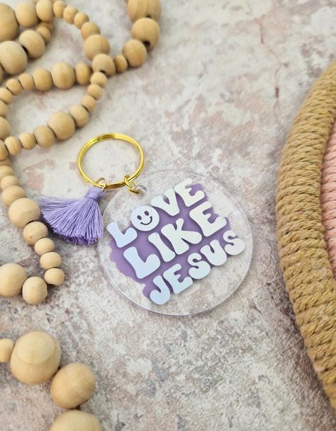 Love Like Jesus Circle Acrylic Keychain | Christian Apparel | Christian Keychain Christian Keychains, Christian Accessories, Scripture Gift, Bible Verse Gifts, Mom Keychain, Wood Keychain, Heart Keyring, Engraved Keychain, Acrylic Keychains