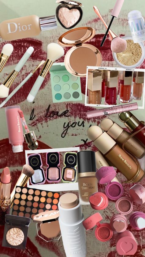 #makeup #collage #beautyproduct #beauty #makeupproducts Makeup Collage Aesthetic, Mackup Ideas, Makeup Moodboard, Makeup Collage, Makeup Themes, Diy Makeup Remover, Mack Up, Diy Beauty Treatments, Makeup Bag Essentials