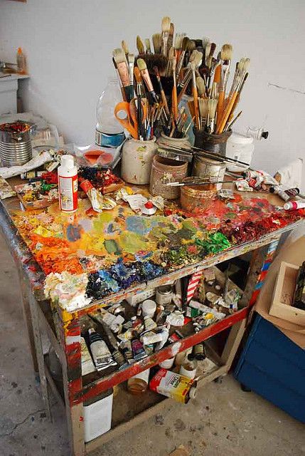 my palette by TheNightjar, via Flickr Art Studio Space, Art Studio Room, Artist Aesthetic, My Art Studio, Painting Studio, Artist Life, Sketchbook Inspiration, Studio Decor, Dream Art