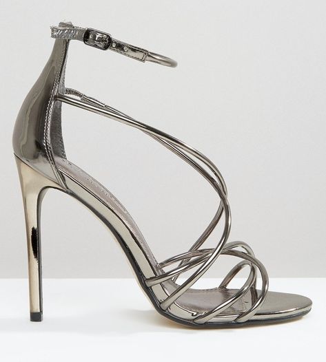 Office Spindle Pewter Metallic Strappy Heeled Sandals - $ 89,90 Pewter Heels, Heels Prom, Pewter Metal, Strappy Sandals Heels, Heeled Sandals, Stiletto Heels, Sandals Heels, Prom, Women Shoes