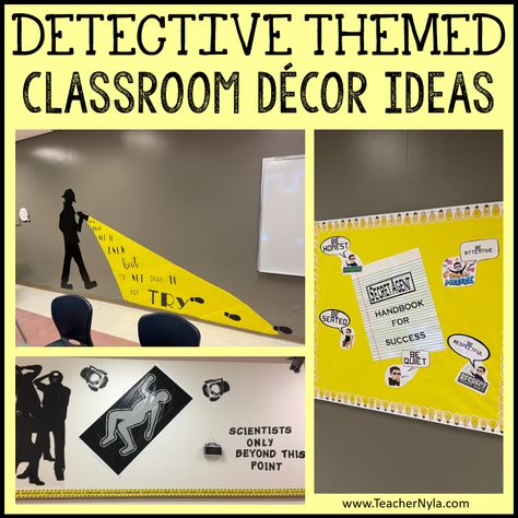 Detective Themed Classroom Decor Ideas | Nyla's Crafty Teaching Detective Themed Classroom, Reading Nook Classroom, Mission Impossible Theme, Classroom Scavenger Hunt, Classroom Decor Ideas, Detective Theme, Themed Classroom Decor, Mission Possible, Spy Party