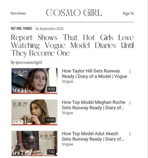 @pradacherry Newsletter Aesthetic, Vogue Beauty Secrets, Girl Bible, Meghan Roche, Silk Pj Set, Cosmo Girl, Vogue Models, Girl Sign, Vogue Beauty