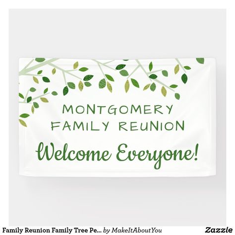 Family Reunion Family Tree Personalized Welcome Banner Family Reunion Tree, Tree Name, Family Reunion Gifts, Family Tree Designs, Family Reunion Games, Family Reunion Shirts, Welcome Banner, Outdoor Banners, Party Banners