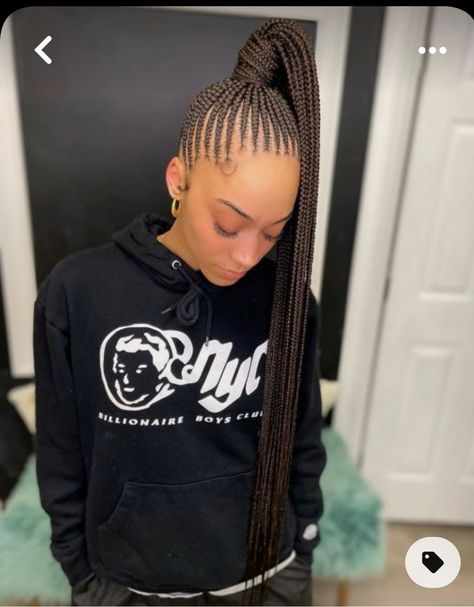 Hairstyles For Really Short Hair Black Women, Kiki Hairstyles, Girlhood Painting, Braided Up Ponytail Hairstyles, Braided Ponytail Hairstyles Feed In, Trendy Cornrow Hairstyles, Feedin Ponytail Braids, Braided Up Ponytail, High Ponytail Cornrows