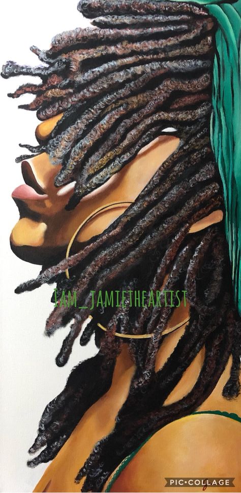 Loc Aesthetic Art, Locs Painting Art, Locs Art Artworks Black Women, Dreadlock Art, Dreadlocks Art, Locs Art, Black Spirituality Art, Dreads Art, Loc Art