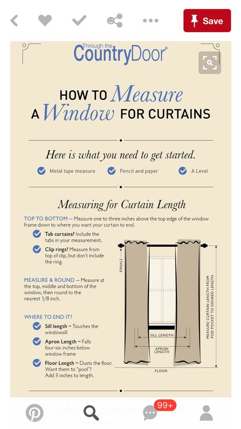 Curtain Measurement Guide, Bay Curtains, Room Window Decor, Living Room Window Decor, Measuring Curtains, Nautical Chic, Metal Tape, Curtain Hanging, Living Room Window