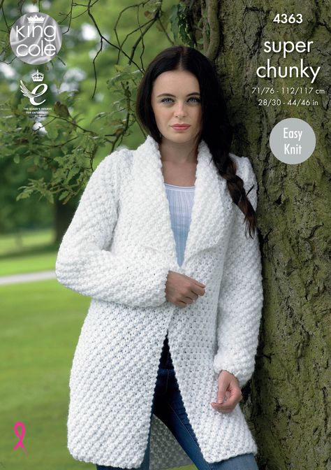 Longline chunky knitted cardigan - King Cole Chunky Yarn Patterns, Hogwarts Sweatshirt, Knitting Jacket, Chunky Knit Sweater Pattern, Crochet Pullover Pattern, Ladies Cardigan Knitting Patterns, Ladies Knitting Patterns, Womens Knitting Patterns, Knit Cardigan Pattern