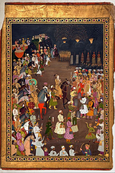 The marriage procession of Dara Shikoh, 1740s. Photo courtesy: National Museum, Delhi. Dara Shikoh, Mughal Emperor, Google Art Project, Illustrated Manuscript, Mughal Paintings, Mughal Empire, Indian Painting, Islamic Paintings, Indian Paintings