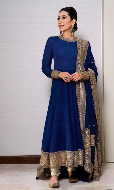 New Trendy Dresses Indian, Royal Blue Anarkali, Indian Long Gowns, Suit Punjabi, Suit Indian, Blue Anarkali, Pakistan Wedding, Raw Silk Lehenga, Punjabi Outfits