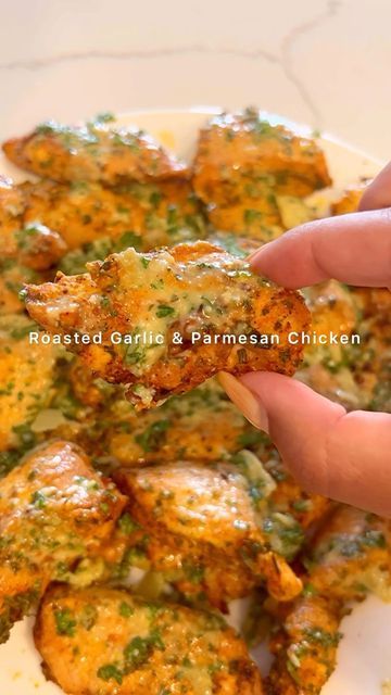 Diana Bishara on Instagram: "🧄🍗ROASTED GARLIC PARMESAN CHICKEN👇  This recipe was inspired by the @therealediemarie and it is 🔥🔥😮‍💨😮‍💨😮‍💨. I’ll be making this again and going to try the sauce out with fish and shrimp cause why not?!?   Follow @dianasdishes for daily recipe inspo!  Ingredients: For the Chicken Tenders: - 1.5 pounds chicken tenders - 2 tbsp olive oil - Grated Parmesan cheese - Juice and zest of 1 lemon - 1 tsp salt - 1/2 tsp black pepper - 1/2 tsp paprika - 1/2 tsp garlic powder - 1/2 tsp Harissa (optional) - 1/2 tsp lemon pepper - 1 tsp Italian seasoning - Fresh parsley, finely chopped  For the Roasted Garlic: - 1 whole garlic head - 2 tbsp olive oil - 1/2 tsp salt - 1/2 tsp black pepper - 1/2 tsp chili flakes - 1/2 tsp Italian seasoning  For the Sauce: - 2 tbsp o Roasted Garlic And Parmesan Chicken, Roasted Garlic Parmesan Chicken, Roasted Garlic Cloves, Garlic Parmesan Chicken, Turkey Dishes, Garlic Parmesan, Chicken Parmesan, 30 Minute Meals, Daily Meals