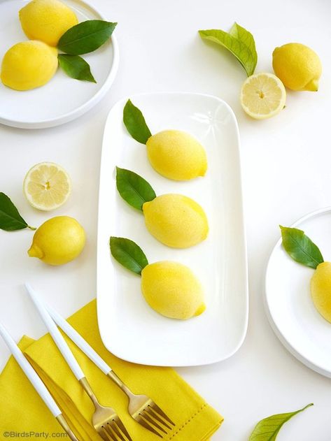 Lemon Shaped Mousse Recipe - lemon & white chocolate mousse shaped in a gorgeous lemon shell, perfect and delicious for a summer party! by BirdsParty.com @birdsparty #lemonmousse #lemon #dessert #recipe #lemonparty #citruspartyideas #summerdessert #nobakedessert #lemonshapedmousse Drink Styling, Lemon Cheesecake Recipes, Lemon Cakes, Dessert Mousse, Lemon Mousse, Lemon Dessert, Lemon Curd Recipe, White Chocolate Mousse, Curd Recipe