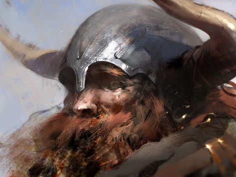 The viking, Jama Jurabaev on ArtStation at https://www.artstation.com/artwork/DoYxE Viking Sketch, Vikings Men, Jama Jurabaev, Concept Art World, Digital Ink, Viking Art, Speed Paint, Painting Inspiration, Portrait Painting