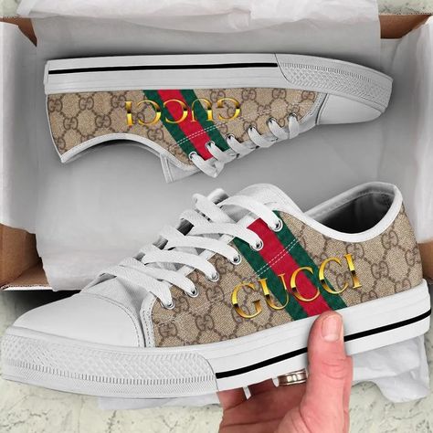 Low Top Canvas Shoes Slip-resistant Canvas Shoes For Streetwear With Round Toe, Gucci Stripe, Brand Gifts, Gucci Shoes Sneakers, Gucci Sneakers, Black Bottom, Shoes Luxury, Everyday Shoes, Gianni Versace