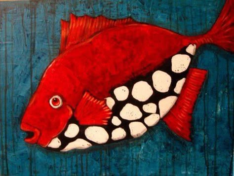 Art of Suzan Buckner Folk Art Fish, Fish Quilt, Fish Wall Art, Fish Drawings, Ceramic Fish, Fish Painting, Colorful Fish, Arte Animal, Red Fish