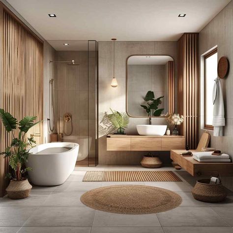 40 Zen-Inspired Modern Bathrooms Designed as Tranquil Retreats (Concept Interiors) - DigsTalk Zen Interior Design, Zen Bathroom Design, Japanese Bathroom, Zen Interiors, Zen House, Diy Copper, Zen Bathroom, Pipe Furniture, Modern Bathrooms