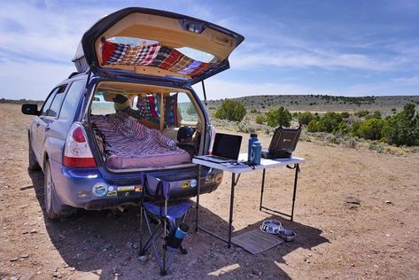 Want to live the van life but don't want to buy a fancy van? There's another option! You can build an SUV camper conversion for just a couple hundred bucks. Forester Camper, Suv Camper Conversion, What To Wear Camping, Honda Element Camper, Chevy Astro Van, Suv Camper, Auto Camping, Stealth Camping, Minivan Camping