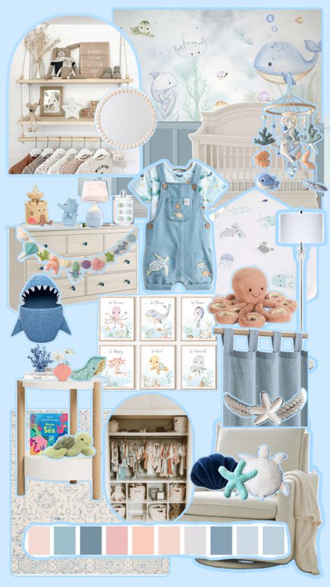 Under the sea nursery ideas for a baby boy nursery Nursery Ideas Under The Sea, Under The Sea Nursery, Baby Boys Nursery, Ocean Themed Nursery, Baby Boy Nursery Ideas, Baby Nursery Room, Sea Nursery, Boy Nursery Ideas, Small Fry