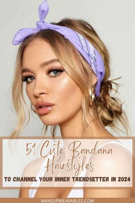 Stylish and Fun Bandana Hairstyles to Elevate Your Look Cute Ways To Wear Bandanas Hairstyles, Handkerchief In Hair, How To Style A Bandana, Hairstyles With A Headband, Cute Bandana Hairstyles, Bandana Hairstyles For Long Hair, Cute Bandana, Bohemian Hairstyles, Bandana Hairstyles