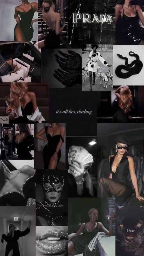 Dark Female Aesthetic Outfit, Black Aesthetic Lifestyle, Supermodel Aesthetic Wallpaper, Black Supermodel Aesthetic, Black Energy Aesthetic, Dark Feminine Aesthetic Collage, Dark Femme Fatale Aesthetic Wallpaper, Gangster Girl Aesthetic Wallpaper, Dark Model Aesthetic