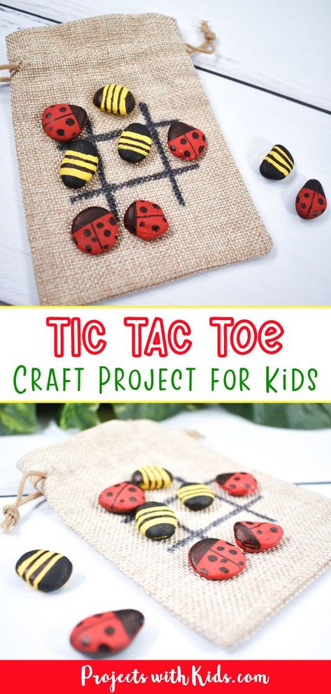 Tic Tac Toe Rocks, Babysitting Crafts, Summer Camp Activities, Summer Camp Crafts, Ladybug Crafts, Bug Crafts, Easy Paper Flowers, Vbs Crafts, Bee Crafts