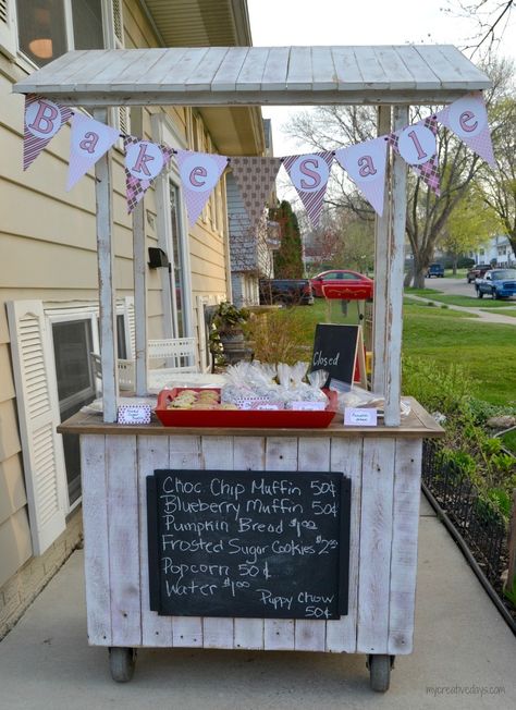 Make A Lemonade Stand From An Old Cabinet | Hometalk Vitamin Bar, Kids Lemonade Stands, Diy Lemonade Stand, Kids Lemonade, Diy Lemonade, Snack Stand, Donut Stand, Cookie Stand, Sweet Carts