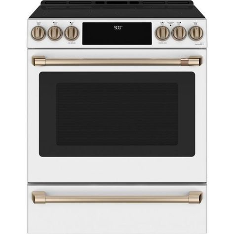 Cafe 30 in. 5.7 cu. ft. Slide-In Electric Range with Self Cleaning Convection Oven in Matte White, Fingerprint Resistant CHS900P4MW2 - The Home Depot Cafe Appliances, Double Oven Range, Convection Range, Slide In Range, Small Condo, Induction Range, Glass Cooktop, Single Oven, 5 Elements