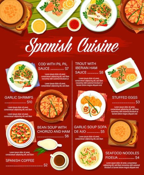 Spanish Menu Ideas, Spanish Menu, Spanish Paella Recipe, Restaurant Fish, Sausage Stew, Fish Restaurant, Food Seafood, Spanish Restaurant, Seafood Paella