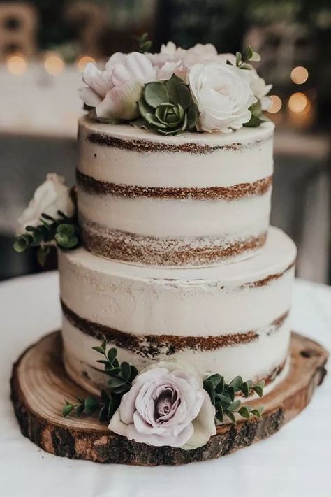 Wedding Minimal, Cake Rustic, Elegant Birthday Cakes, Simple Elegant Wedding, Wedding Cakes Blue, Wedding Cake Rustic, Rustic Wedding Cake, Wedding Cakes With Cupcakes