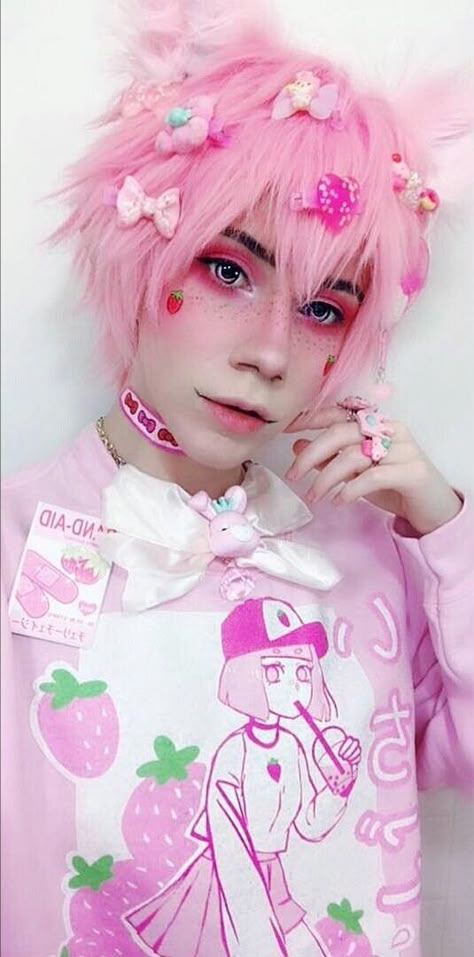 Pastel Decora Fashion, Menhara Fashion, Decora Kei Boy, Pastel Goth Outfits Boy, Decora Kei Makeup, Fairy Kei Makeup, Pastel Boy Aesthetic, Fairy Kei Boy, Yami Kawaii Outfit