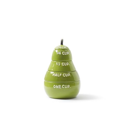 Green Pear Measuring CupsDefault Title Green Glass Bowl, Rae Dunn Measuring Cups Display, Cute Kitchen Gadgets, Cute Measuring Cups, Aesthetic Kitchenware, Cute Trinkets, Green Items, Rae Dunn Kitchen, Future Apartment