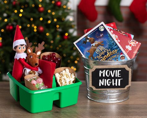 Elf On The Shelf Food Ideas, Movie Night Ideas, Elf Ideas Easy, Elf Pets, Christmas Movie Night, Elf Kit, Awesome Elf On The Shelf Ideas, Elf Magic, Elf Activities