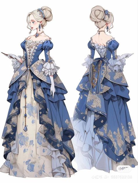 Royal Art Reference, Fantasy Outfit Inspo Art, Webtoon Dress Style, Fantasy Manhwa Dress, Royal Oc Design, Royal Outfits Female Drawing, Old Fashion Dresses Drawing, Fancy Royal Outfits, Manhwa Royal Outfit