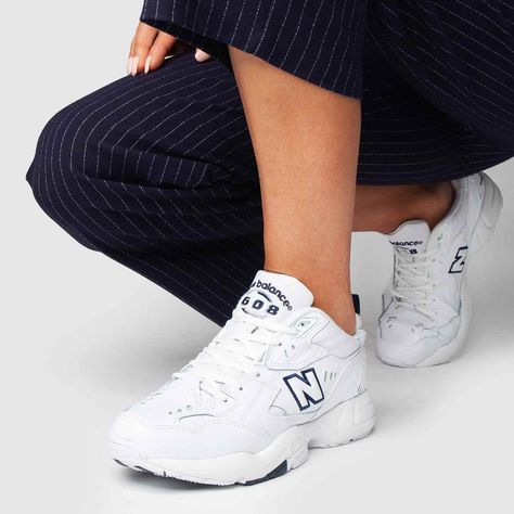 new balance white & navy 608 v3 trainers Asos New Balance, New Balance 608, Pink New Balance, New Balance White, Shoes Shop, White Fashion, Shoes Boots, New Balance, Kids Shoes